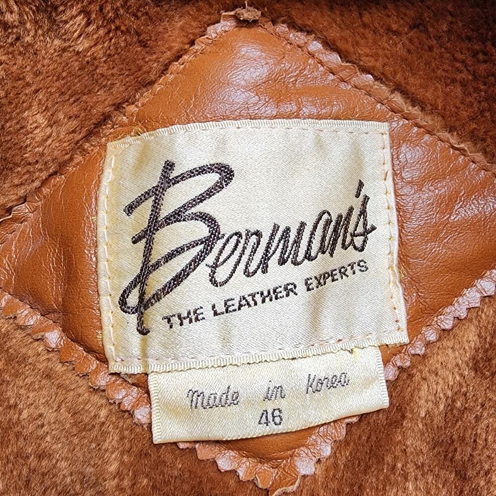 Vintage Bermans Leather Jacket Mens Size 46 Brown Removable Liner Bomber Biker - Picture 9 of 14
